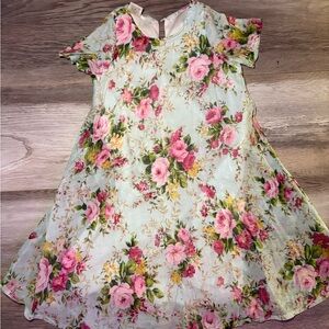 Floral Kids Dress in Pink and Green